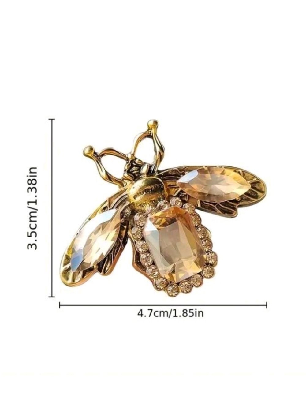 Golden Bee Rhinestone Brooch Pin - Picture 6 of 6